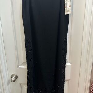 NWT VTG JR Nites by Caliendo Black Beaded Maxi Skirt 12